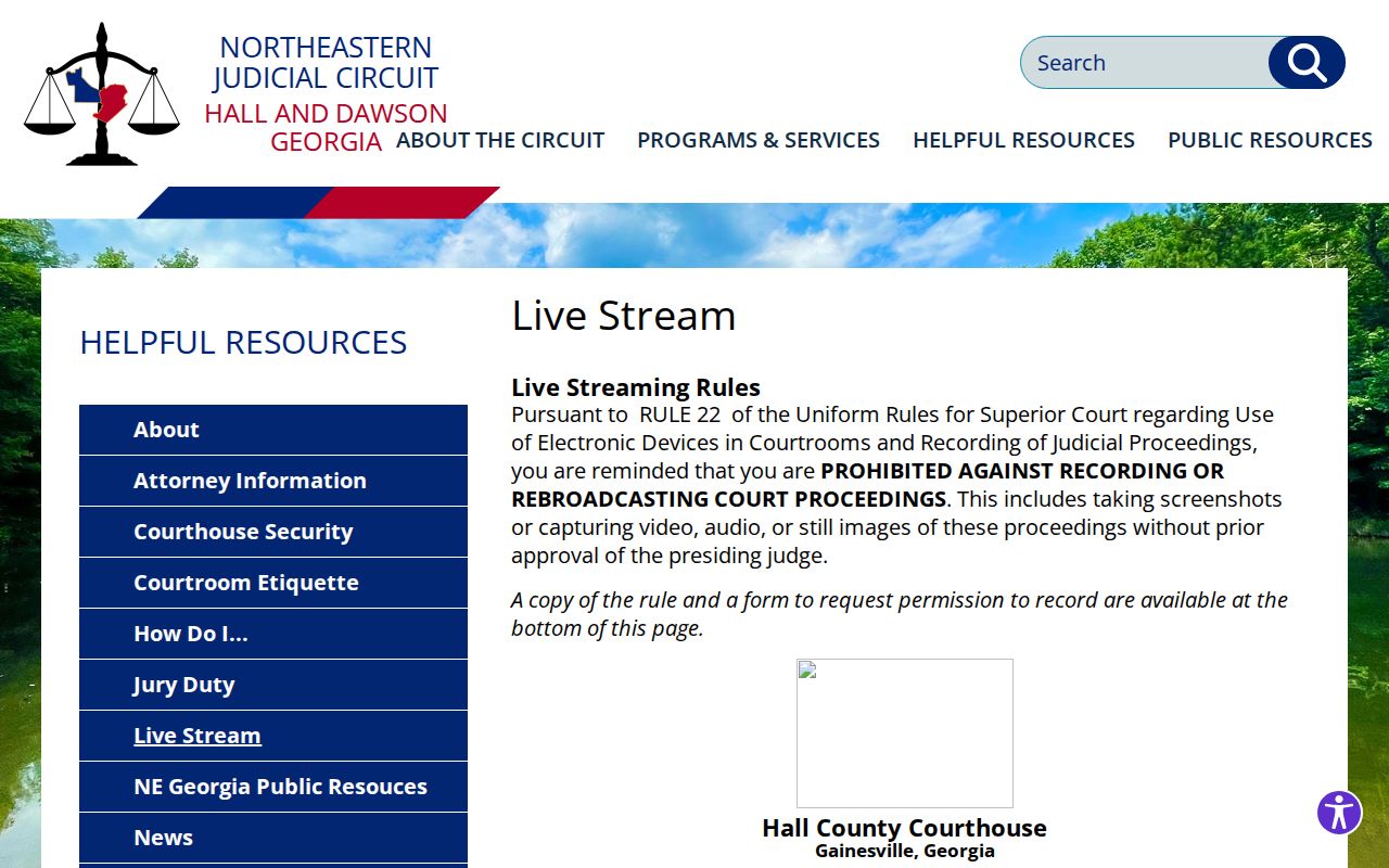 Hall County court dates courtroom livestream list
