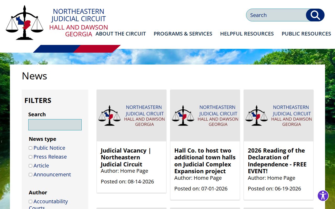 Hall County court docket notices on the NEJC news page