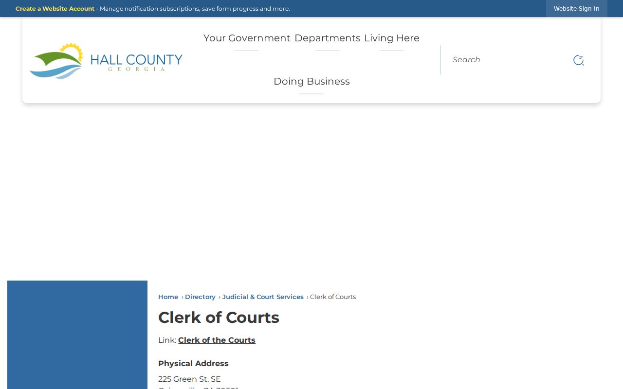 Hall County court docket Clerk office directory